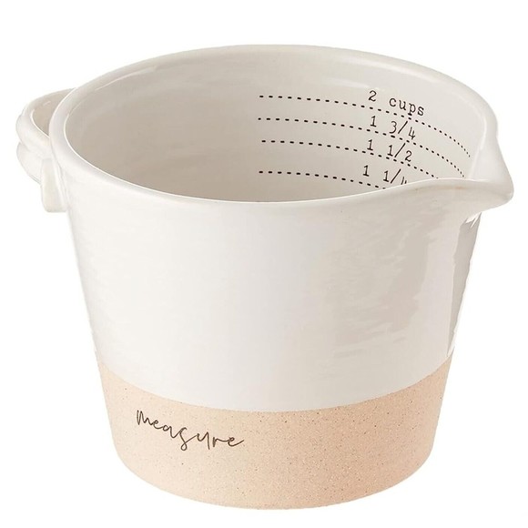 MUD PIE Home Farmhouse Stoneware Liquid Measuring Cup Ounces (OZ) and Cups (C) - Picture 4 of 6